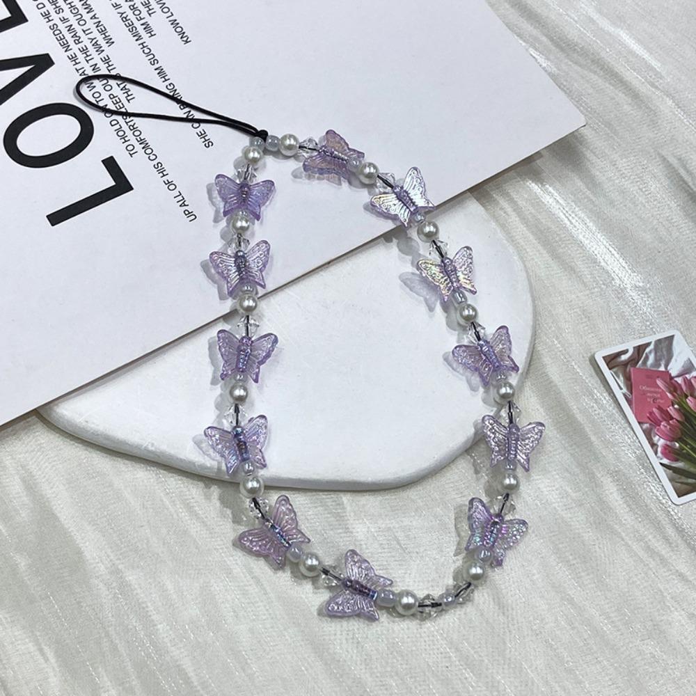 Anti-lost Candy Colors Cellphone Keychain Y2K Butterfly Mobile Phone Chain Women