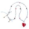 Stylish Versatile Sweater Chain Heart Shaped Pendant Necklace Featuring Adjustable Cord Red Resin Women Fashion