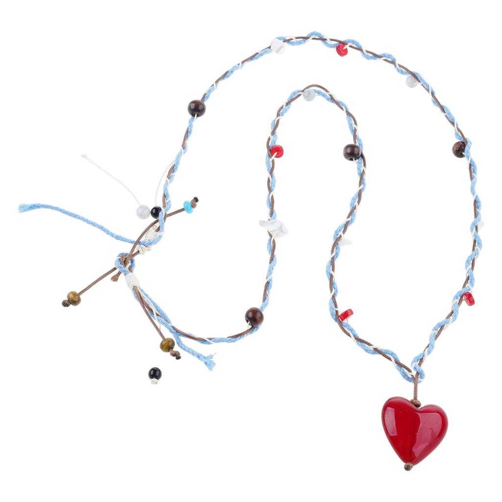 Stylish Versatile Sweater Chain Heart Shaped Pendant Necklace Featuring Adjustable Cord Red Resin Women Fashion