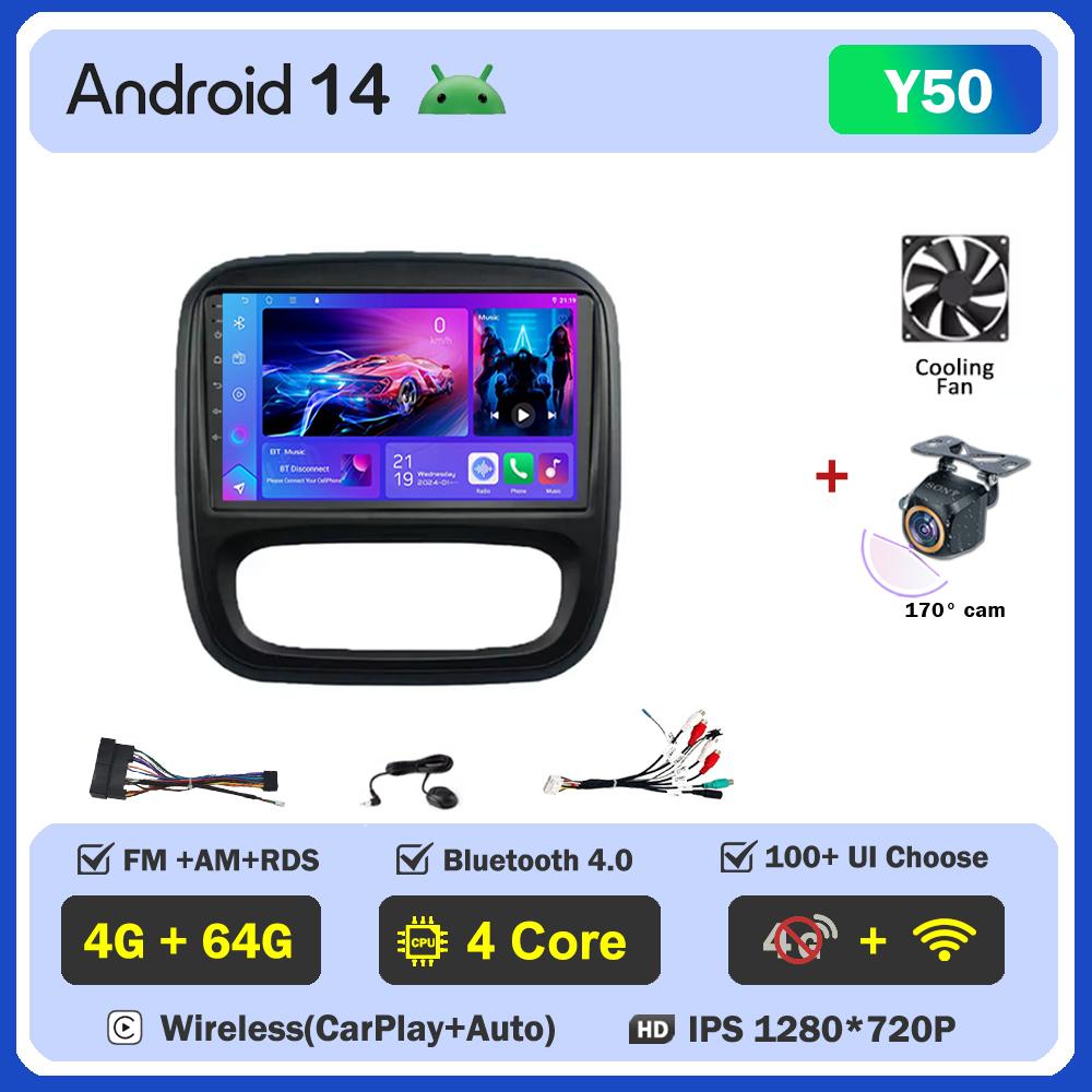 Android 14 Smart Car Systems For Renault Traffic 3 2014 - 2021 For Opel Vivaro B 2014 - 2018 Car Radio Player Stereo Head Unit