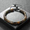Bracelet Œil de Tigre Onyx 6mm Réglable Pierres Naturelles Perles Cylindriques Espaceurs Obsidienne Noire Bracelet Élastique Hommes Femmes Cadeau Bijoux