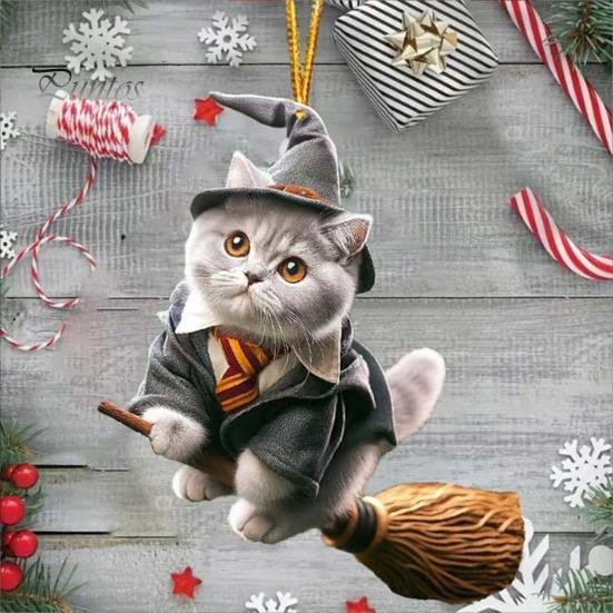 Cat-Shaped Pendant Car Hanging Decoration with Lanyard Easy To Hang Non-Fading Auto Rearview Mirror Hanging Ornament