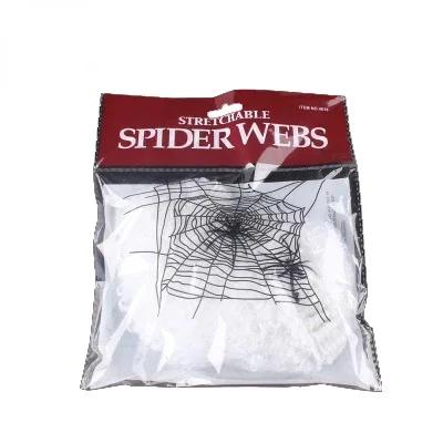Künstliches Spinnennetz Halloween Dekoration Gruselige Party Szene Requisiten Weiß Dehnbares Spinnweben Horror Haus Hausdeko Zubehör