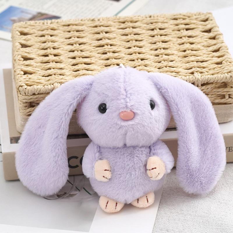 Long-Eared Rabbit Doll Pendant Cute Little White Rabbit Plush Gift Doll Bag Keychain Pendant Gift Children Sleeping Doll
