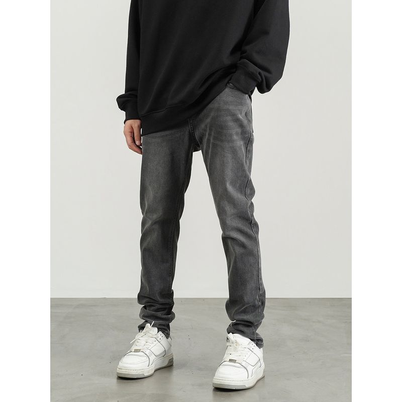 Black of Exit High Street Washed Basic Slim Fit Stretch Skinny Jeans Unisex National Trend Slimming Long Pants