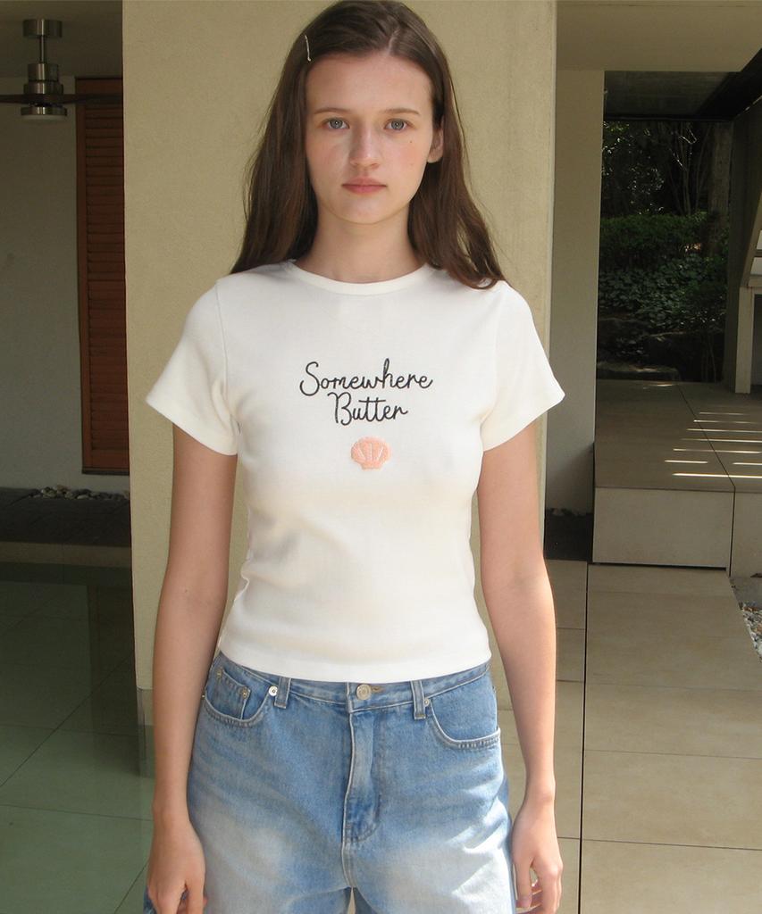 Sseomweeobeoteo Boucle Shell Logo Top - Ivory