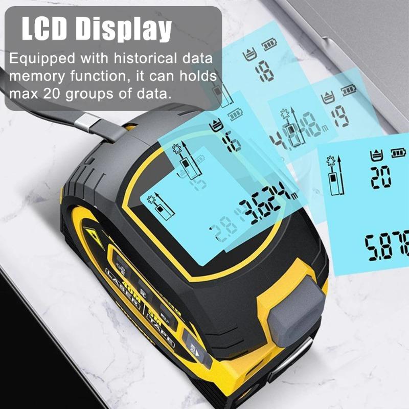 3 in 1 Laser Rangefinder 5M Tape Measure Ruler LCD Display with Backlight Distance Meter Building Measurement Device