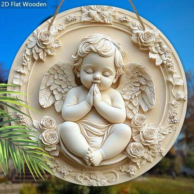 Cute Angel Pattern Pendant, Home Wall or Door Decoration, 2d Flat Wooden, Christmas Decoration, Gifts for Friends and Family