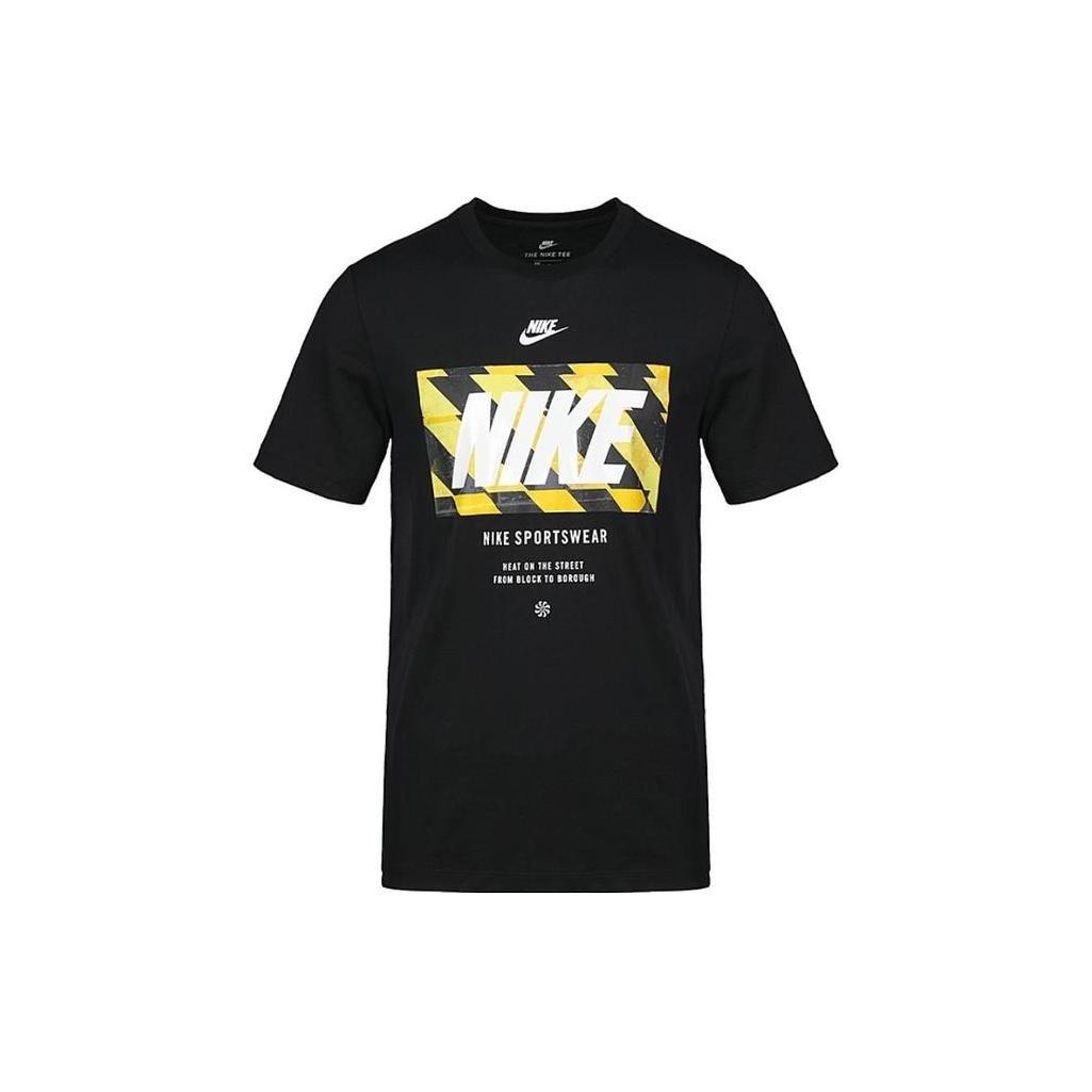 Nike Logo Sportswear T-Shirt Black Yellow Men s 928355-010 L