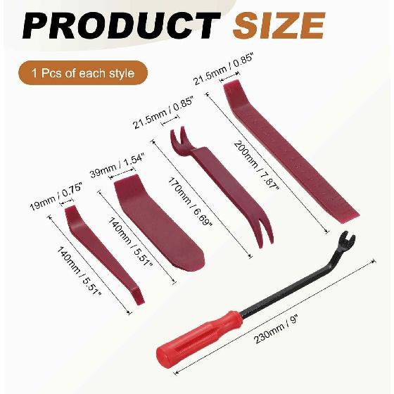 HARFINGTON 5pcs Car Trim Removal Tool Kit No Scratch Plastic Auto Clip Fastener Remover Pry Tool Set for Car Door Window Interior Panel Dashboard,