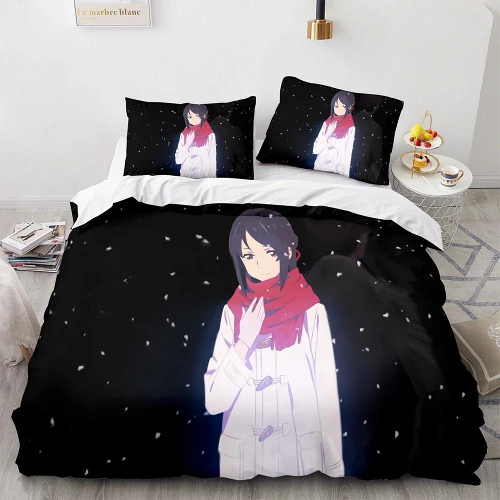 Your Name Luxury Bedding Set Japan Anime Cartoon Duvet Cover Set Comforter Bedspread Linen Twin Single Size Printed Home Textile