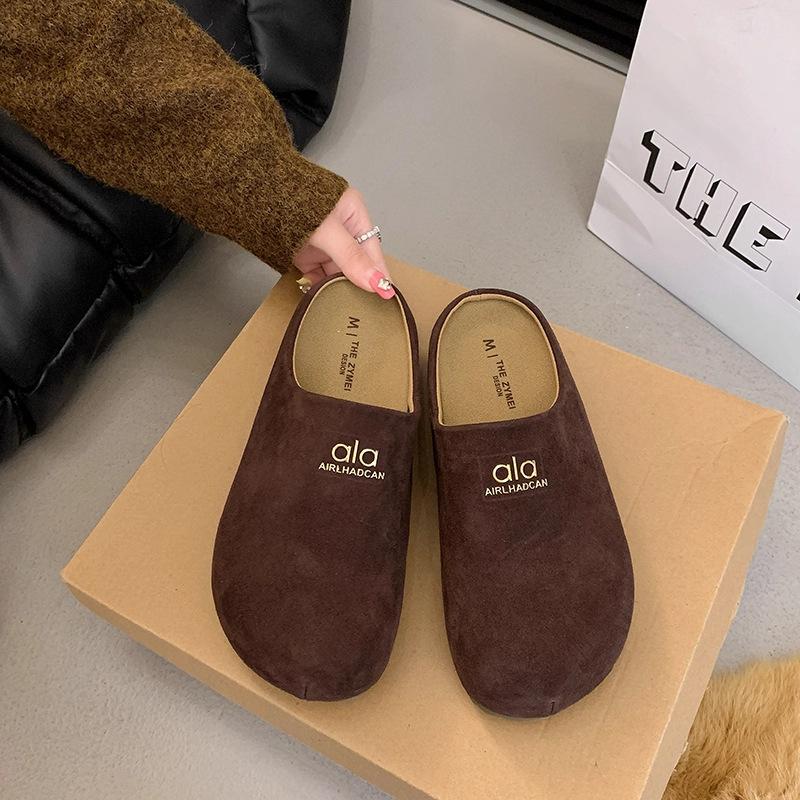 

Retro slippers women wear new versatile height increase lazy one pedal bag head half slippers 40