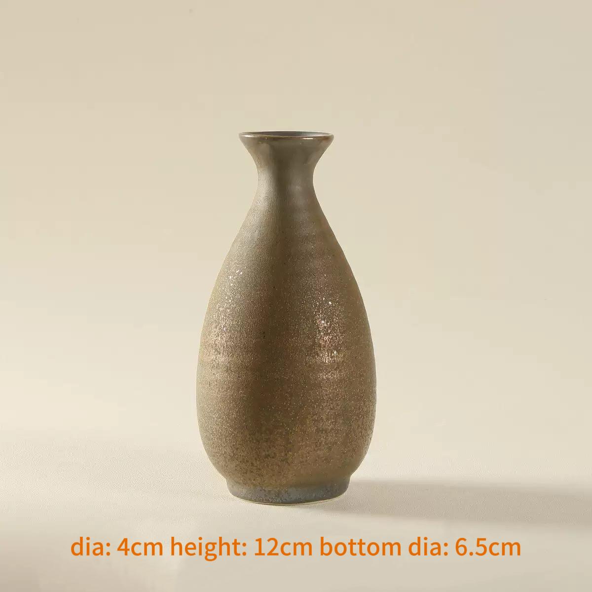 Gilt Glaze Color Glaze Droplet-Shaped Ceramic Vase Japanese Style Simple Desktop Decoration Combination Flower Vessel Dried (as the picture,Standard)