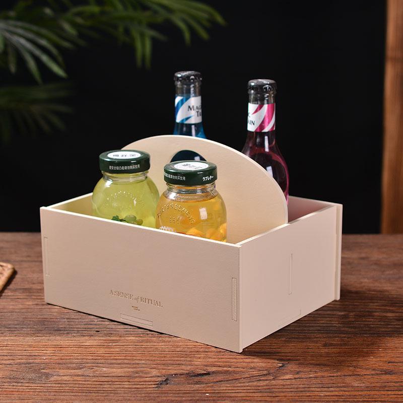 Hand-Carried Wooden Gift Box with Dividers - Solid Pine & Bamboo Wood