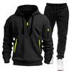 Herren Frühling/Herbst Multi-Pocket Hoodie & Sweatshirt Set mit Reißverschluss