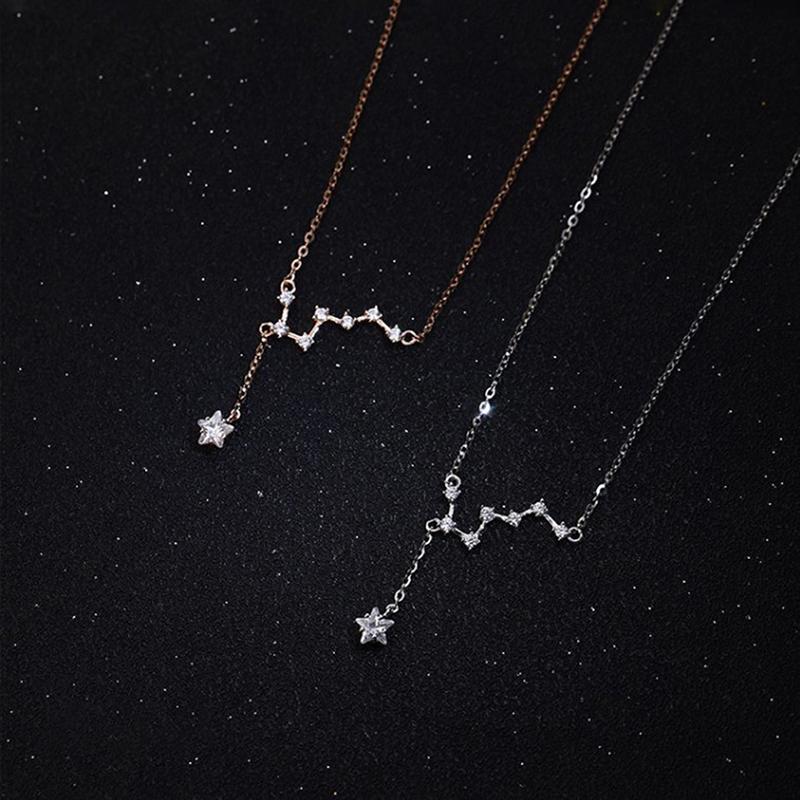 Inlaid Zircon Big Dipper Choker Tassel Necklace Female Sexy Clavicle Chain