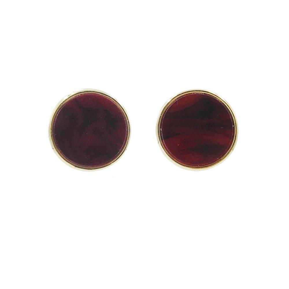 Marbling Circle_Dark Red Earrings