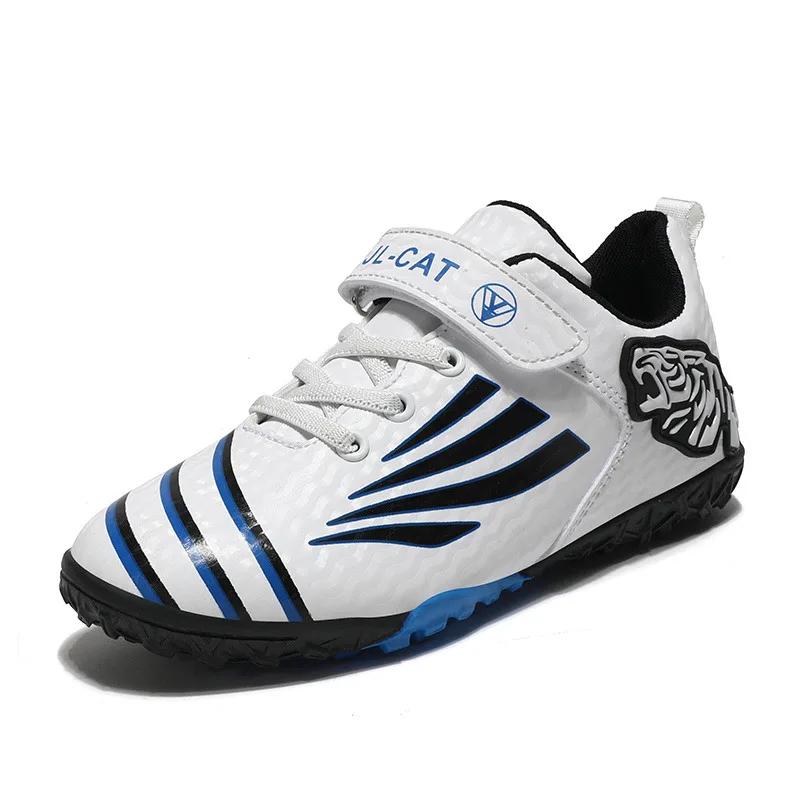 Fashion Gold Children's Football Shoes Outdoor Non-slip Turf Soccer Shoes Kids HOOK&LOOP Low-cut Sports Sneakers Child Trainers