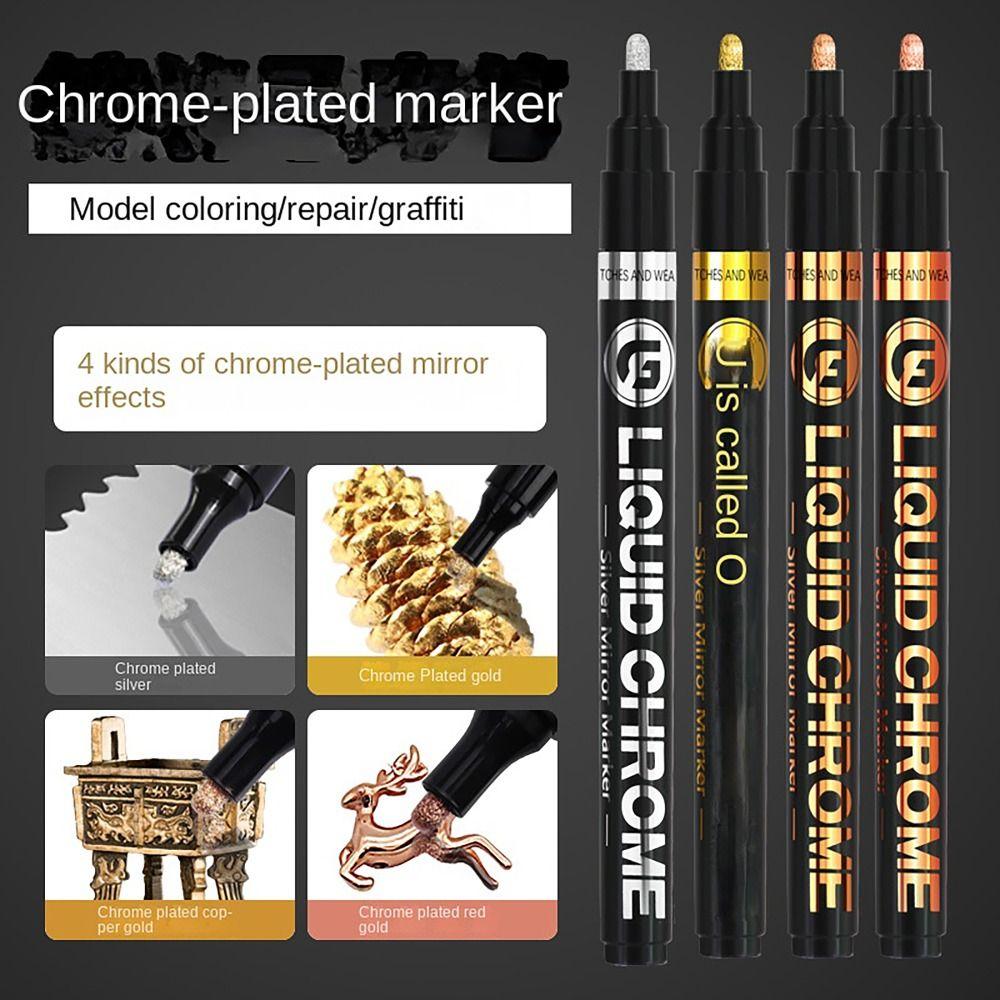 Graffiti Chrome Mirror Marker Pen Gold Silver Touch Up Marker Effective Reflective Paint Pen Car