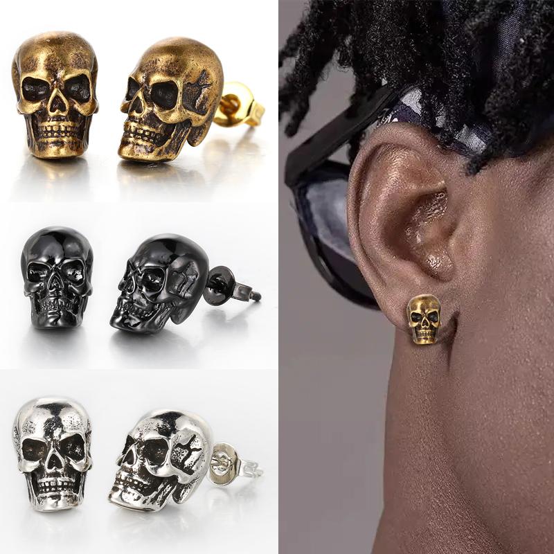 Skull Stud Earrings for Women Men Punk Hip-hop Creative Skeleton Ear Accessories Jewelry Halloween Party Gift OHE189