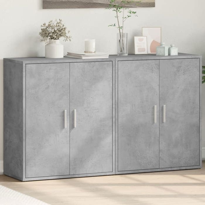 VidaXL Buffets 2 Pcs Concrete Grey 60x31x70 Cm Engineered Wood, Storage Cabinet, Entryway Furniture, Accent Furniture, 3276542