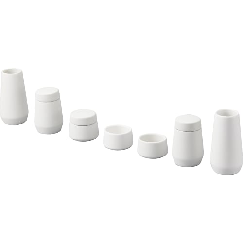 Yamazaki Tower Shinto Offering Set, 7 Pieces, White, Approx. W5 X D5 X H9.5cm (Sakaki Stand), Ceramic, Includes 2 Pairs of Sakaki Stands, 2 Pairs of B
