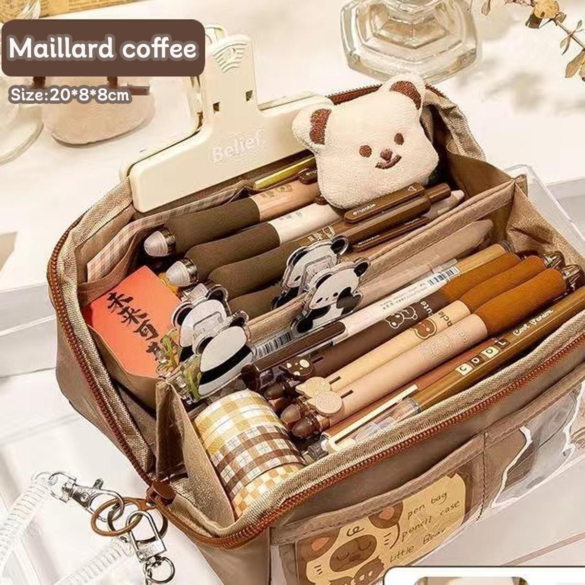 

Kawaii Ten-layer Large Capacity Pen Case Minimalist Niche Pencil Stationery Box Storage Bag School Office Supplies Stationery