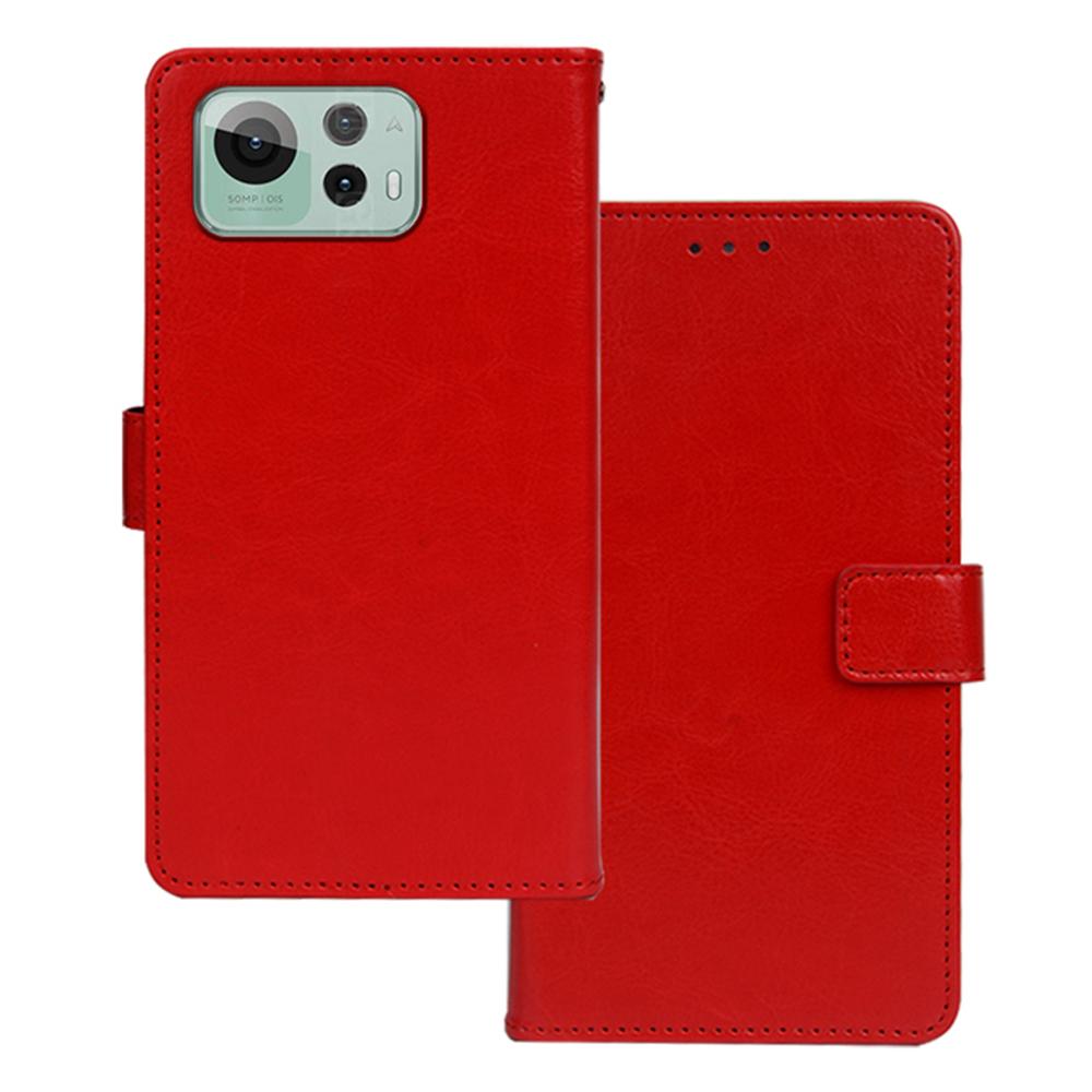 

For Asus Zenfone 12 Ultra 5G Case Wallet Leather Phone Cover Crazy Horse Texture Red