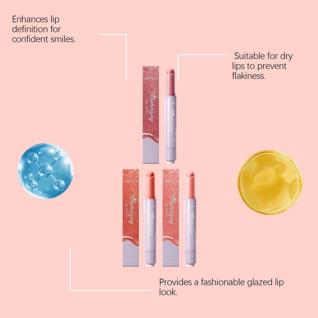 Zephoco Plumping Lip Gloss: Moisturizing, Non-Sticky, Lightweight Shine for Pouty, Girly Lips.