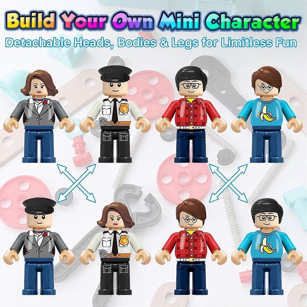 24PCS Mini Figures Building Bricks, Minifigures Stuffer, Mini People Figures Only Toy, Kids Gift for Christmas, Halloween, Birthday Party Supplies, Ea