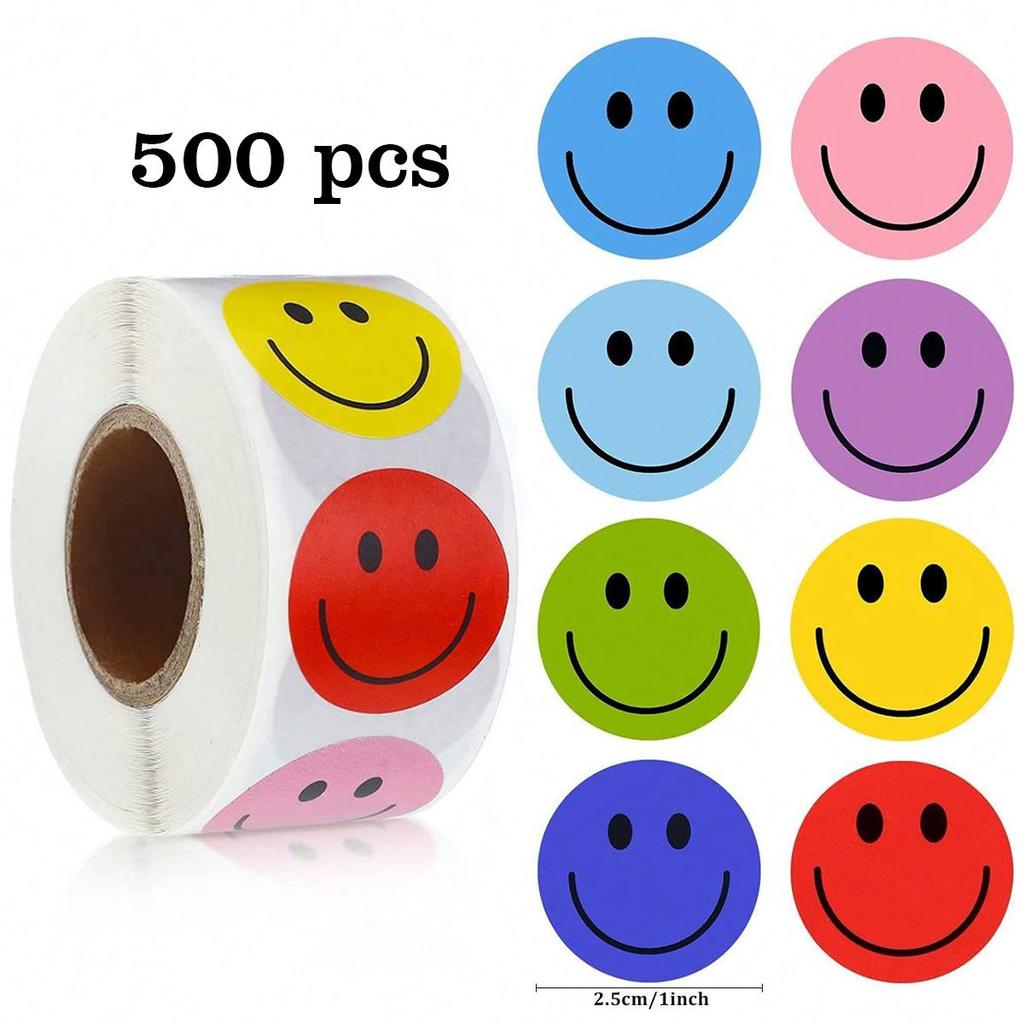 Sticker Labels, 500 Count per Roll, Fun Decorative Stickers for Crafts, DIY and Party Favors - 338