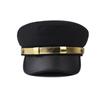 Cotton Sailor Cap Gold Band Flat Top Beret Vintage Captain Hat  For Men Women