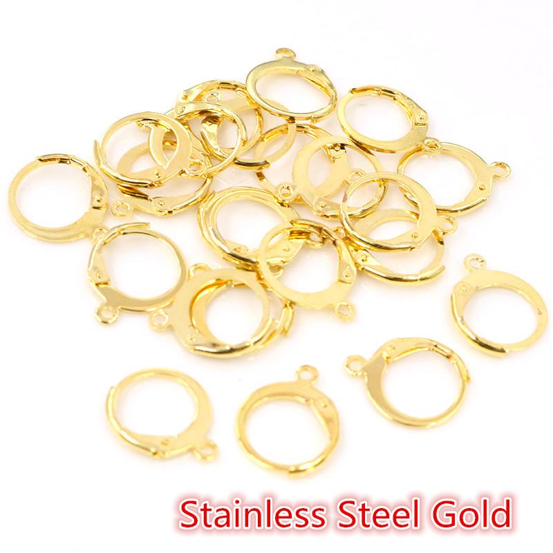 14x12mm 30pcs/Lot 316L Stainless Steel Gold High Quality Earring Hooks Wire Settings Base Settings Whole Sale