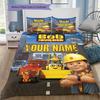 Bob Builder Theme Custom Name Pattern Bedding Quilt Set Quilt Cover Pillowcase Home Birthday Gift(1 * duvet cover + 2 * pillowcase, without core)