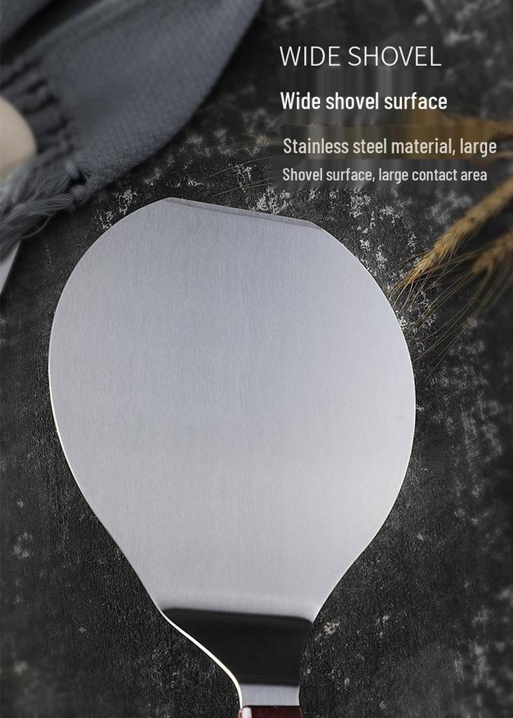 Large Round Stainless Steel Pizza Peel with Wooden Handle - Cake Transfer Tool & Baking Board
