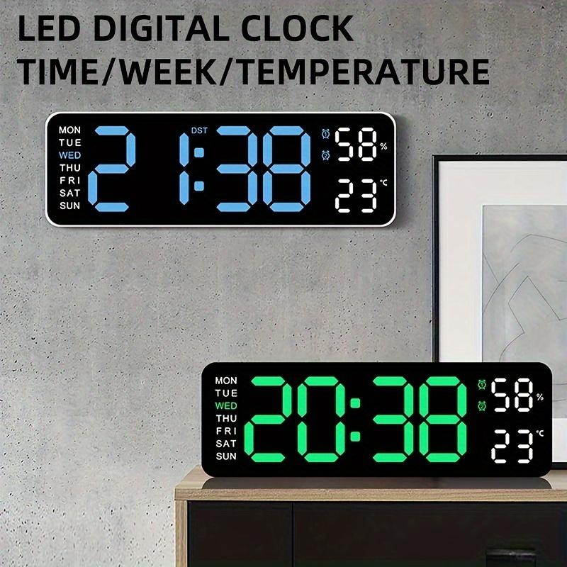 TIMESS Large Screen LED Alarm Clock, Can Display Week And Temperature And Humidity, Can Be Timed, Suitable For Placing On The Bedroom Desktop