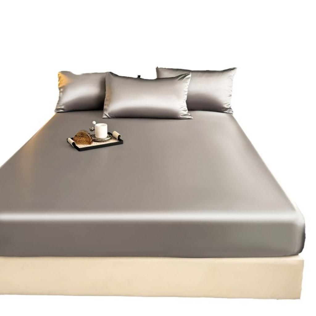 Ice Silk Bed Sheet Solid Color Cool Silk Mattress Protective Cover Anti Slip Color Ding Bed Cover Dust Cover