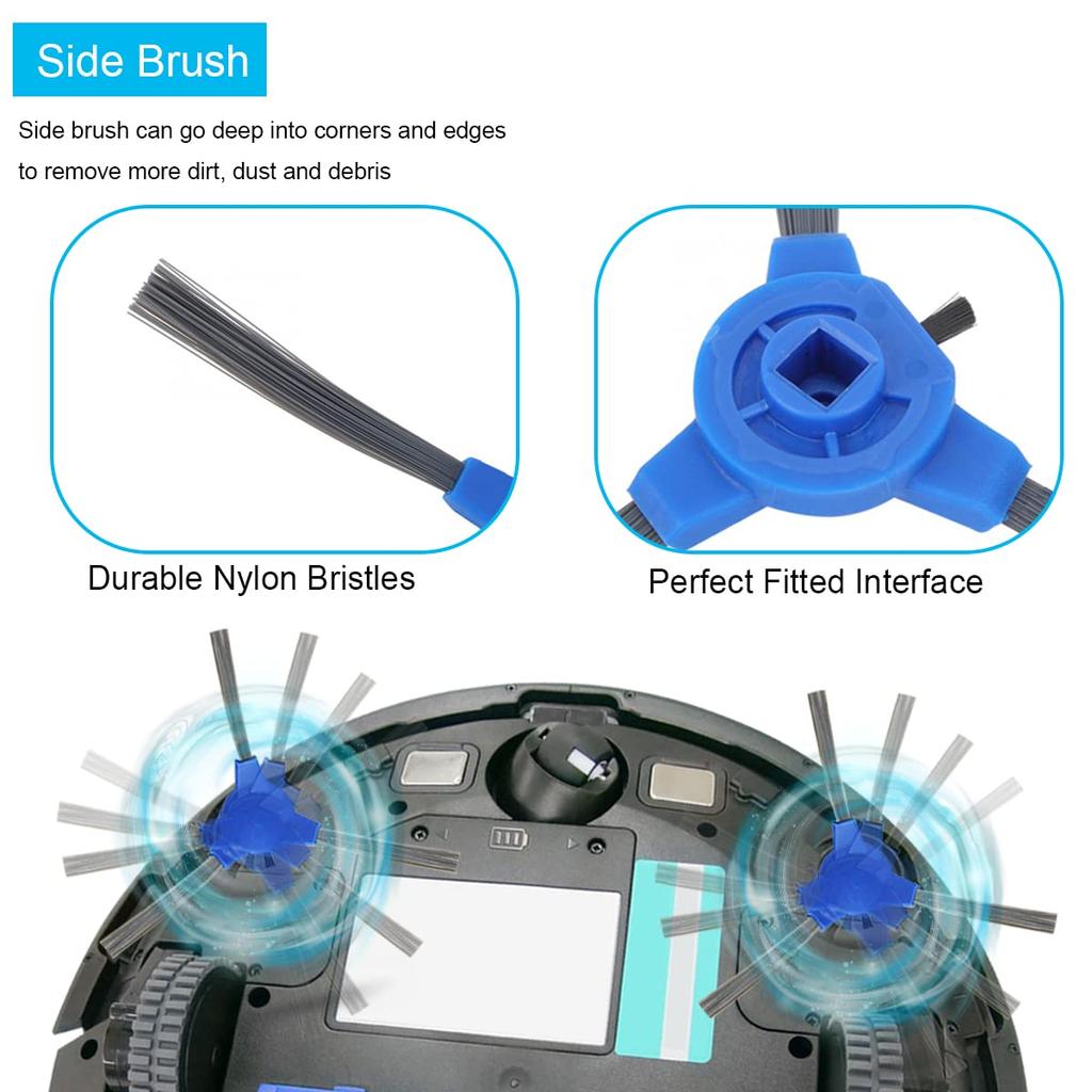 EATBALE Compatible Eufy Robovac 11S Robovac 15C Robovac 30C G30 G10 Hybrid Robot Vacuum Cleaner Replacement Accessories 4 6 Side 1 Main Brush Max,