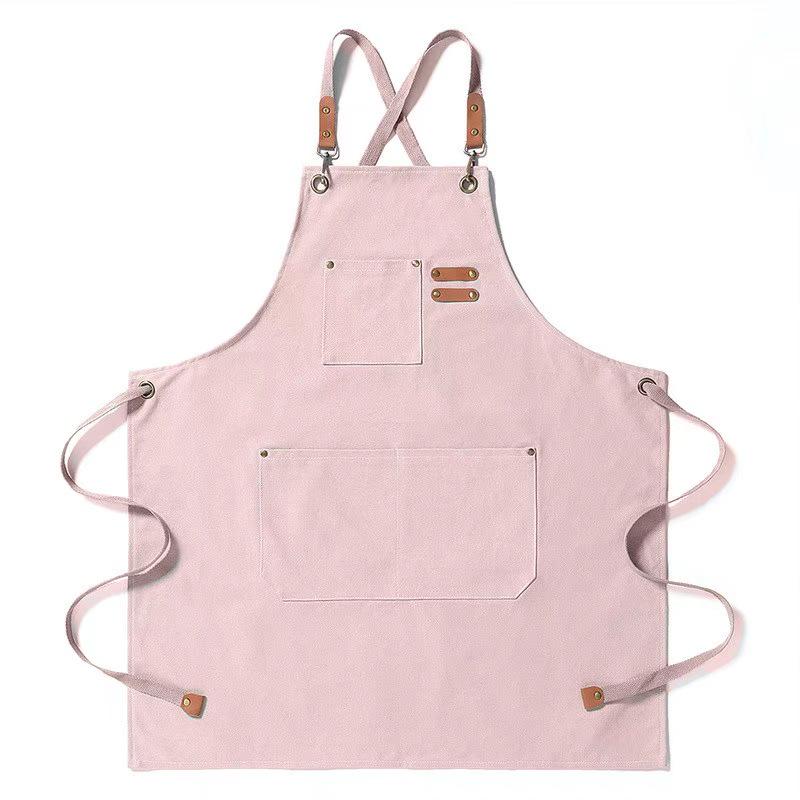 Waterproof Thickened Cotton Denim Apron - Oil and Stain Resistant, Solid Color Design for Household Kitchen Use