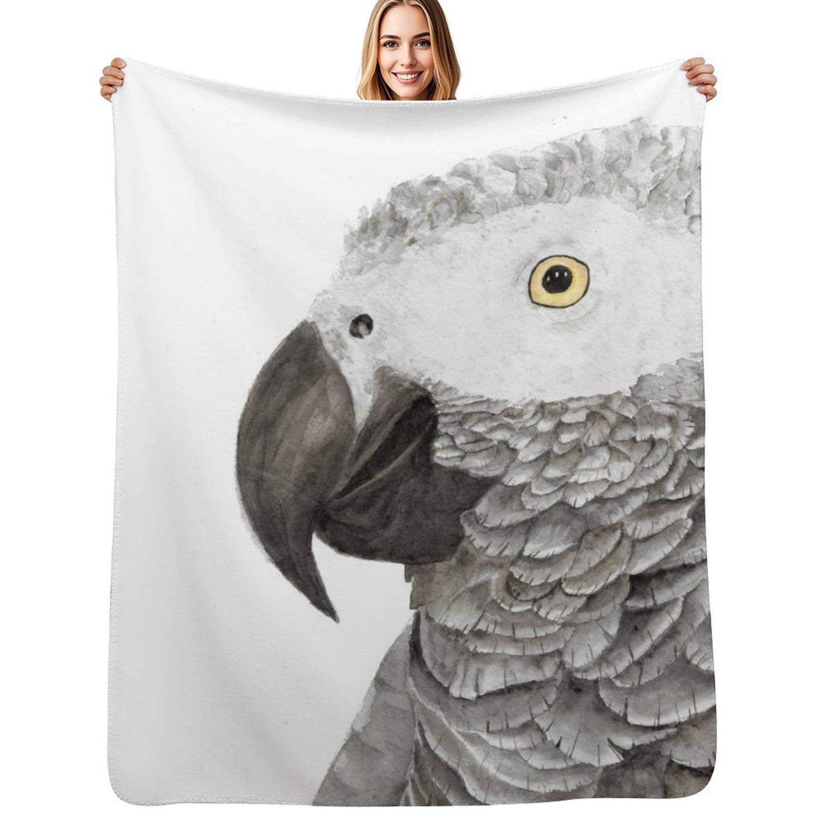 

Grey parrot congo african timneh old word bird watercolor Throw Blanket Plush Fuzzy Cozy Blanket for Couch Sofa 102x76cm(40x30in)