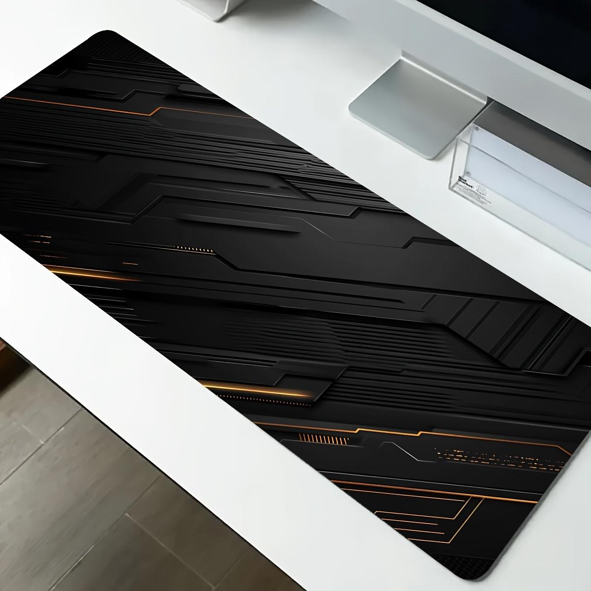 Black Golden Geometric Extended Mouse Pad TechInspired Design NonSlip Waterproof Washable Rubber Base 300x800x2mm