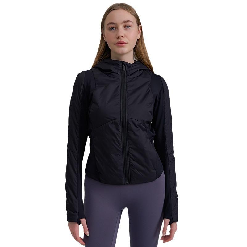 Outdoor kurze Sportbekleidung Laufen Fitness Yoga Slim Fit Leichte Jacke Damen Baumwollgepolsterte Kleidung Herbst- und Wintermantel