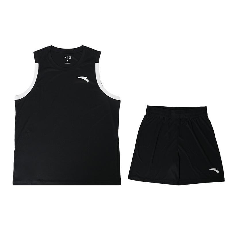 Anta Basketball Series Campus Round Neck Simple Comfortable Breathable Versatile Basketball Game Suit Men suits Basic-Black 152621203-4 M