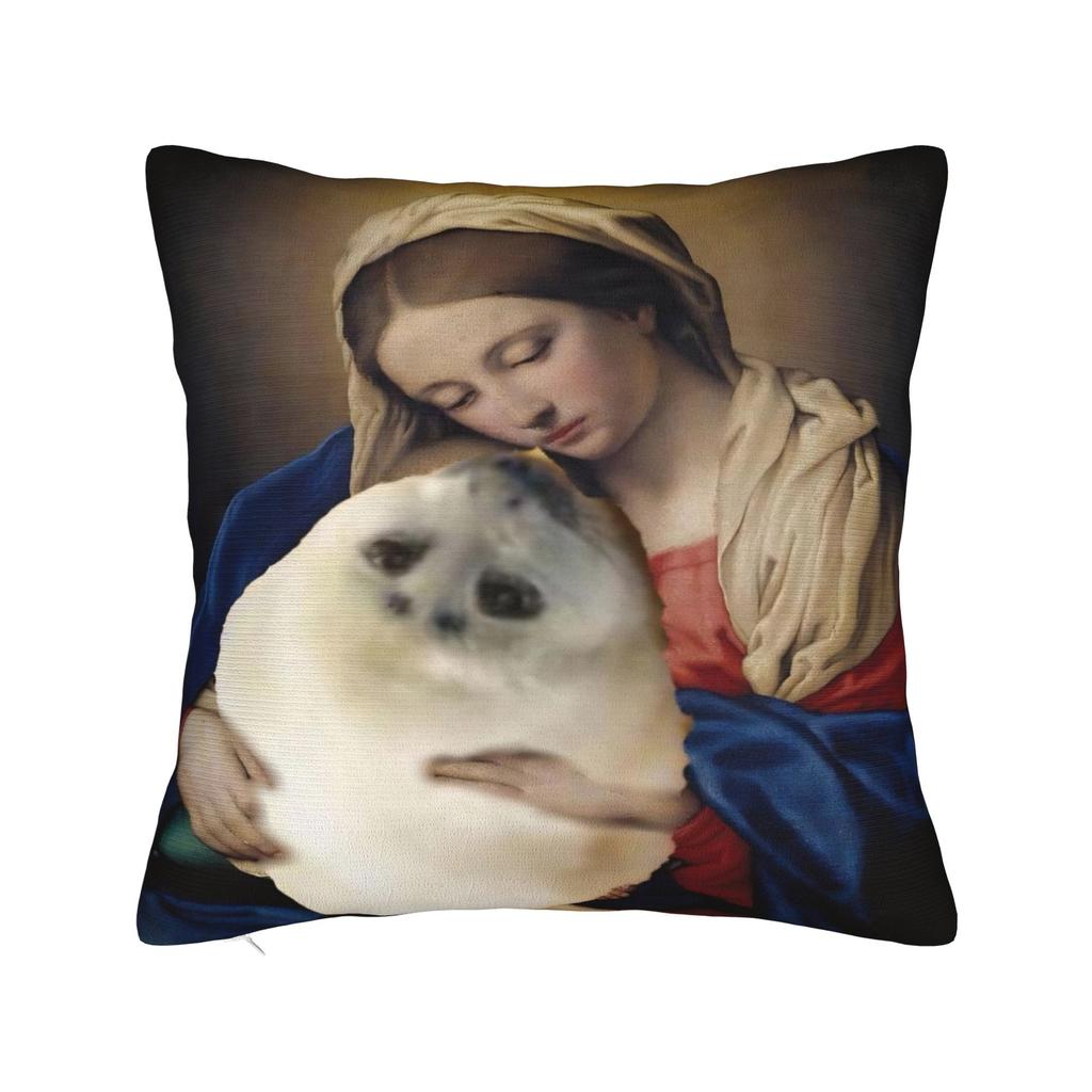 Seal Sea Cute White Pillowcase Polyester Cushion Cover Decoration Pillow Case Cover Home Zippered 40X40cm