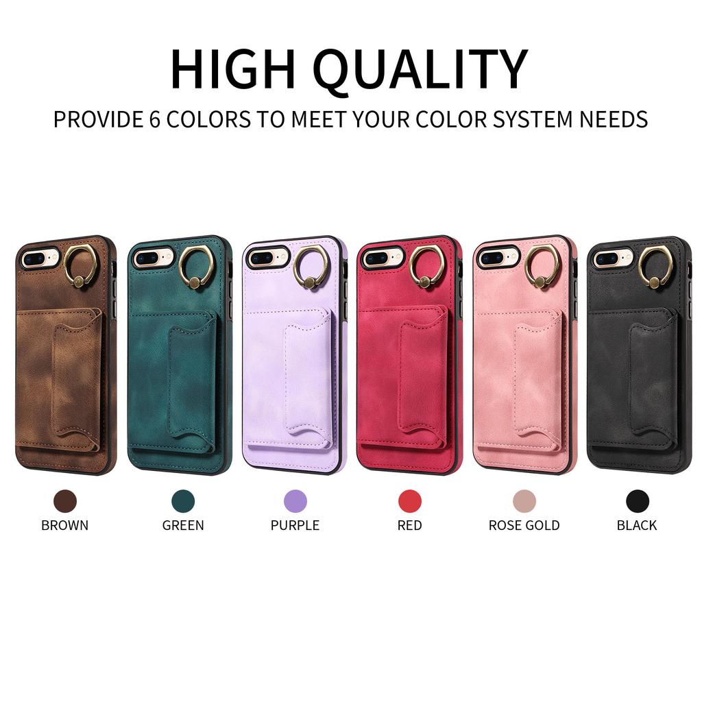 Ring Bracket Card Holder Slots Cover Phone Case for iPhone 7,iPhone 8,iPhone 7 Plus,iPhone 8 Plus,iPhone SE 2020,iPhone SE 2022