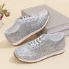 Plus Size Flat Casual Sports Shoes Women's 2025 New Sequin Lace-up Shoes
