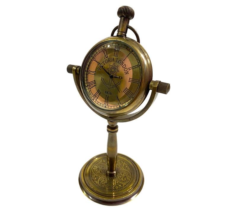 Brass Victoria London Table Clock, Birthday Gift, Anniversary Gift, Christmas Gift, Retirement Gift, Home & Office Desk Clock Décor
