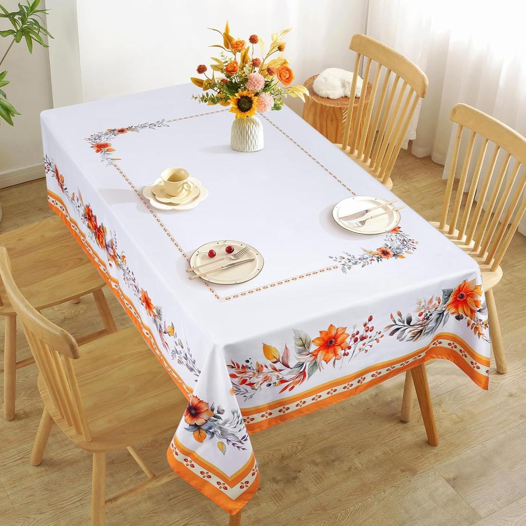 Fall Watercolor Maple Leaves Waterproof Tablecloth Thanksgiving Decoration Autumn Kitchen Table Covers Holiday Party Table Decor