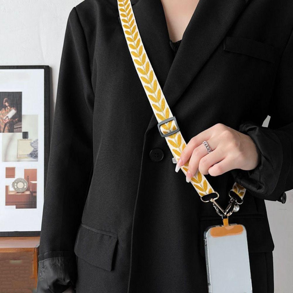 Pearl Pendant Phone Antilost Lanyard Wide Cloth Cell Phone Lanyard  Necklace Cord