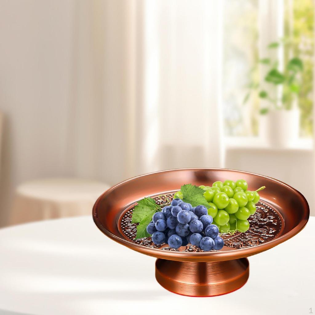Buddhist Fruit Bowl Decorative Lotus Design Stable Base Footed Temple Tray for